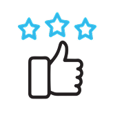 Cartoon art of thumb up for customer satisfaction